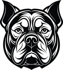 Black Bulldog head silhouette vector illustration on white background