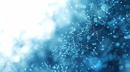 Obraz premium A blue abstract background with connections of dots and lines. 