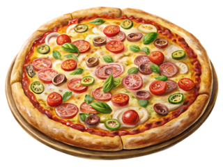 Fresh ham pizza with cheese