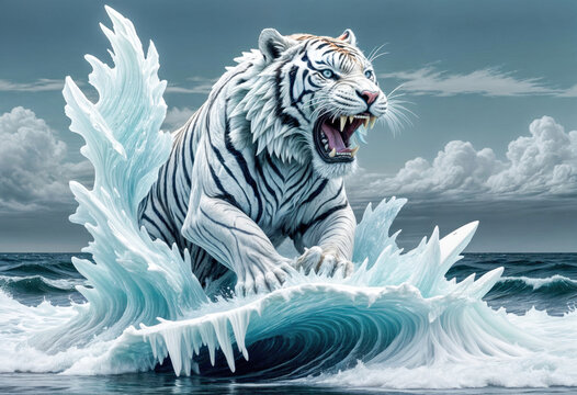 Water Tiger Emerging from the Sea