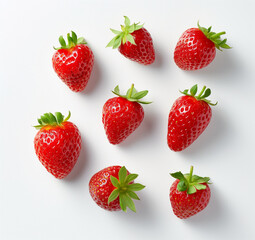 white background strawberries