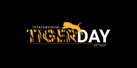International Tiger Day typography logo lettering thematic creative vector illustration banner poster design, World Wildlife Day Concept Nature reserve conserve Wildlife reserve tiger, Environment day