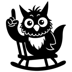 A funny cartoon owl silhouette vector Illustration.