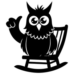 A funny cartoon owl silhouette vector Illustration.