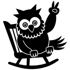 A funny cartoon owl silhouette vector Illustration.
