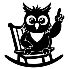 A funny cartoon owl silhouette vector Illustration.