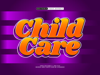 child care editable text effect in simple and kids text style