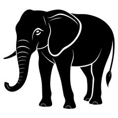 Fototapeta premium Elephant silhouette vector Illustration.