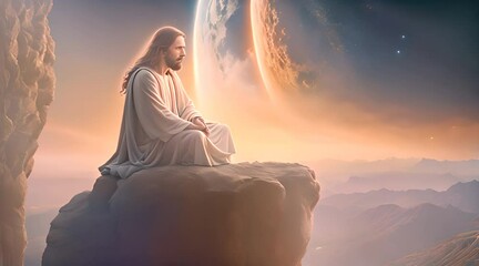 Redeemer Jesus. View of Earth from Space