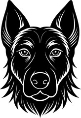 Dog Head Black Silhouette Vector Illustration on white background Animal Clipart