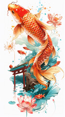 Carp jump Longmen entrance examination high school to change the fate of concept illustration
