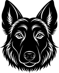 Dog Head Black Silhouette Vector Illustration on white background Animal Clipart