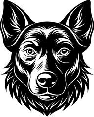 Dog Head Black Silhouette Vector Illustration on white background Animal Clipart