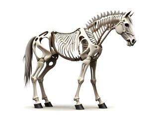 Whimsical Horse Skeleton Art: Cartoon Style and Isolated