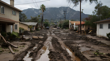 Houses destroyed by debris flow in rainstorm