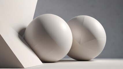 Fototapeta premium Abstract White Spheres with Geometric Shapes.