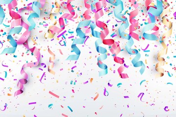 Obraz premium Colorful confetti falling on a white background.