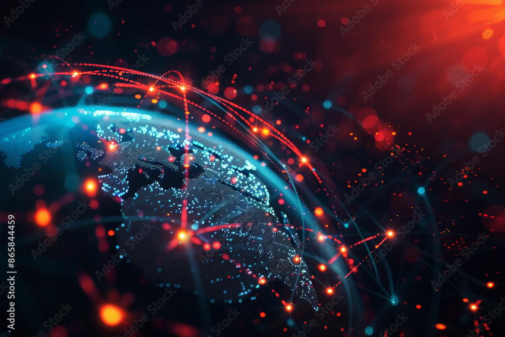Aufkleber globalization in the digital data network, global network connection concept, abstract concept earth