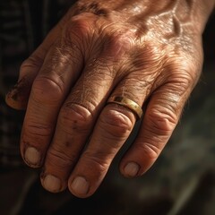 Fototapeta premium A man's hand with a gold ring.