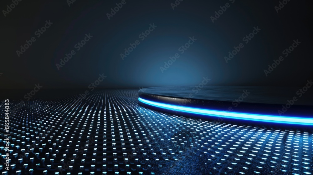 Poster surface illuminated by isolated led light with visible reflection ample space for text