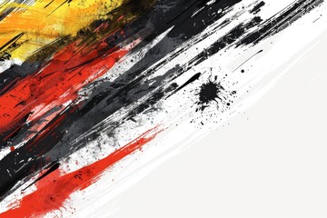 German flag illustration with brush strokes and paint splashes.	