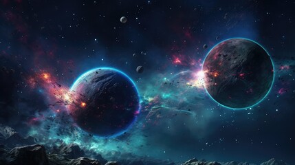 Obraz premium Abstract planets and space background