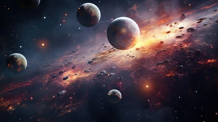 Abstract planets and space background