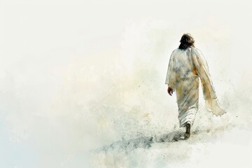 Painting of Jesus Christ walks.