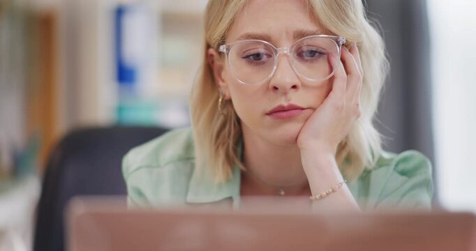 Depressed Woman Worried and Overworked in Office