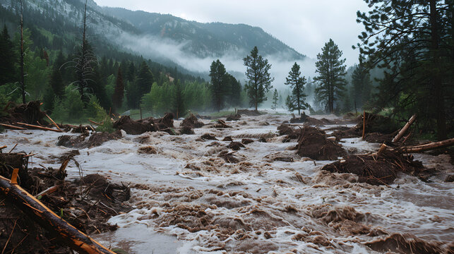 The mudslide in the mountains was fierce.