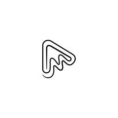 play media logo with letter m combination linear design style