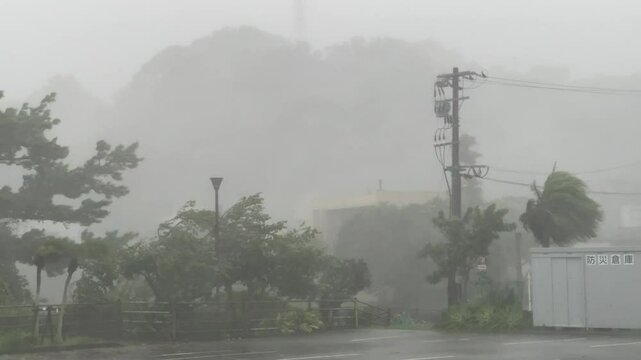 Hurricane Winds Lash Coast Torrential Rain In Eyewall Of Storm - Nanmadol