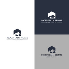 Mountain Home Logo Design with a House Shape