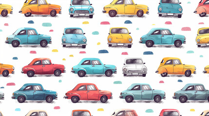 Doodle Cars Theme Travel Cute Background Wallpaper, Social Media Banner, Design Packaging Generative AI