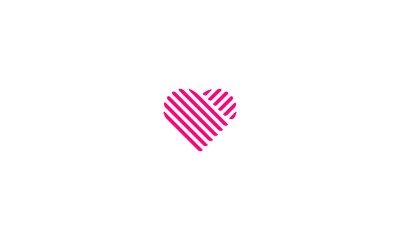 A heart with pink stripes is on a white background