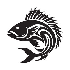 Vintage bass fish concept vector illustration 