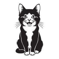 Happy Cat Silhouette art vector illustration 