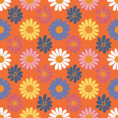 Seamless pattern with cute flowers