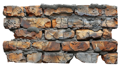 Close-up of an old rustic brick wall with weathered stones and cracked mortar, showcasing texture and age in an abstract pattern.