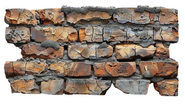 Close-up of an old rustic brick wall with weathered stones and cracked mortar, showcasing texture and age in an abstract pattern.
