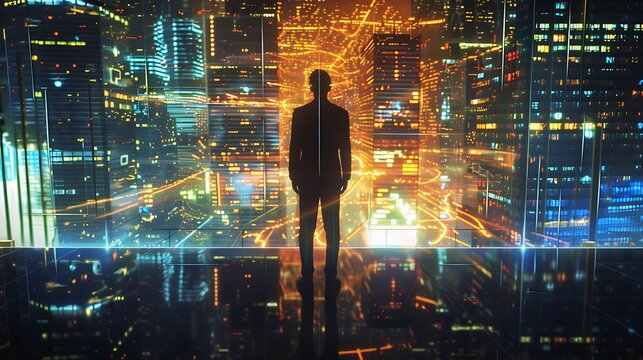A holographic documentary showcasing the rise and fall of a charismatic financial guru who promised to revolutionize the economy, but instead triggered a devastating crash.