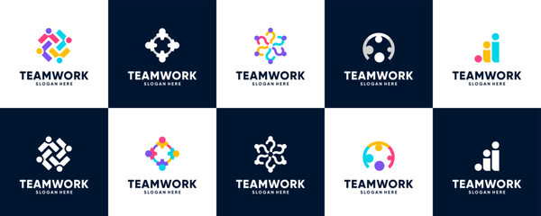 people logo collection, teamwork, social community, collaboration, logo graphic design.