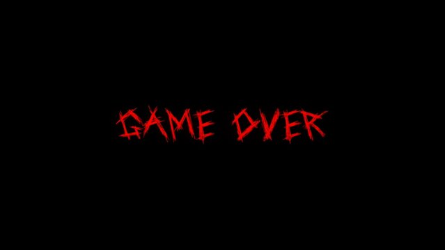 Game Over text animation with spooky design on black background