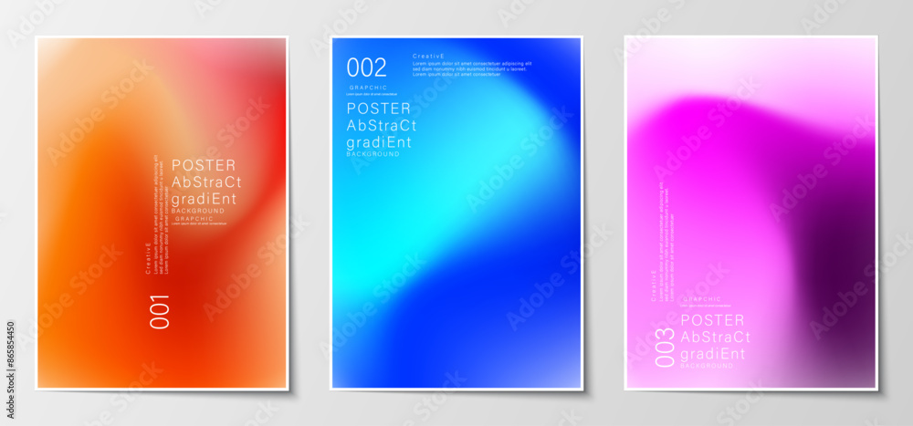 Poster gradient blurred backgrounds set modern abstract colorful patterns graphic. design template collecti