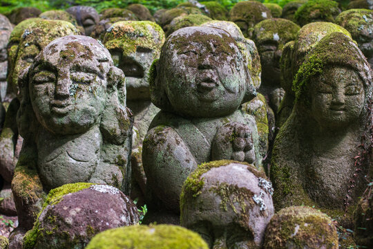Buddhist Statues at Otagi Nanbutsu-ji tembple in Arashiyama, Kyoto, Japan