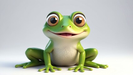 Obraz premium d cartoon image of a cute happy frog isolated on whit background
