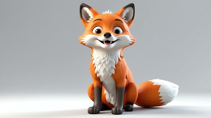 Obraz premium d cartoon image of a cute happy fox isolated on white background