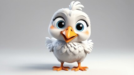 Fototapeta premium d cartoon image of a cute happy chicken isolated on w background