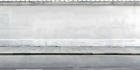 Mockup space on white plastered concrete wall in city street. Concept Cityscape, Concrete Wall, Mockup Space, Urban Setting