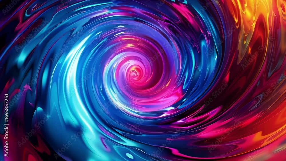 Poster bold and contrasting colors swirl and intermingle creating a trippy and psychedelic effect.